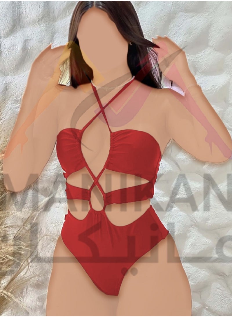 MANIKAN - MANIKAN One-Piece Bodysuit with Bold Cutouts and Crisscross Straps - Image 1