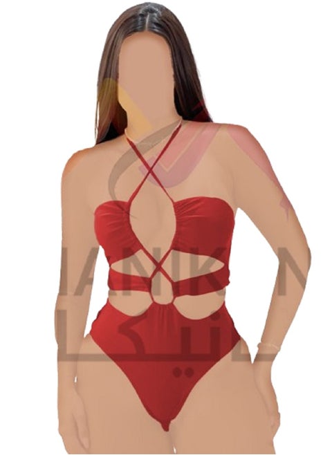 MANIKAN One-Piece Bodysuit with Bold Cutouts and Crisscross Straps