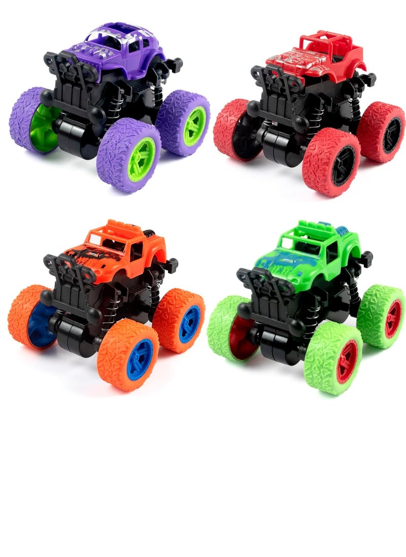 Bukela 4 Pack Monster Trucks Toys with Graffiti Design - Friction Powered Kids Vehicles for Boys & Girls Ages 3+, Durable Outdoor Toy Cars for Birthday Gifts (4 Colors)  - Image 1