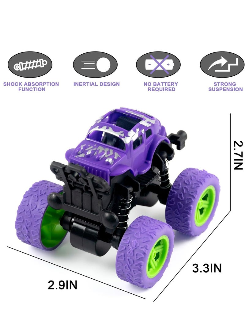 Bukela 4 Pack Monster Trucks Toys with Graffiti Design - Friction Powered Kids Vehicles for Boys & Girls Ages 3+, Durable Outdoor Toy Cars for Birthday Gifts (4 Colors)  - Image 3