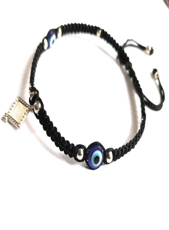 Jyokrish Handmade Adjustable Black Thread hanging choker & 2 blue evil eye Anklet For Women | girls | Payal |Adult |Free Size |Single Leg - Image 2