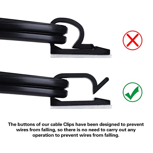 XHF 3/4” Adhesive Cable Wire Clips Black 60pcs, Cable Staples Outdoor Cable Management Wire Organizer Cord Holder for Under Desk, Car, Wall, TV PC Ethernet Cable - Image 4