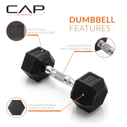 CAP Barbell 10 LB Coated Hex Dumbbell Weight, New Edition - Image 3