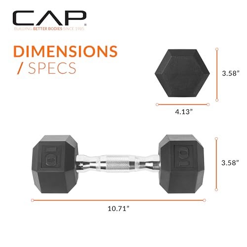 CAP Barbell 10 LB Coated Hex Dumbbell Weight, New Edition - Image 4