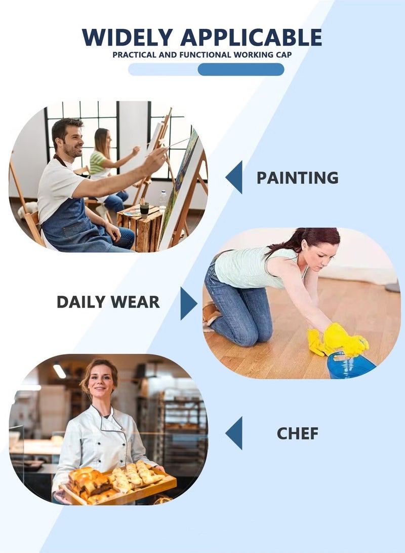 Pack of 3 Surgical Caps for Female and Male  Cotton Nursing Cap  Working Cap Adjustable Cotton Working Hats Sweatband Cotton Ponytail Holder  Long Hair Head Covers Hair Caps Nurse hat with buttons - Image 4