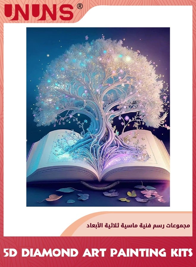 UNUNS 5D Diamond Painting Kits For Adults,DIY Diamond Art White Tree of Life Diamond Painting Full Drill Beginners Craft Kits for Home Wall Decor Gifts,15.7x11.8 inch(30x40cm)  - Image 1
