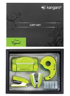 Kangaro 5-Piece Stapler and Punch With Accessories Set Green  - Image 4