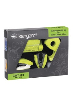 Kangaro 5-Piece Stapler and Punch With Accessories Set Green  - Image 2