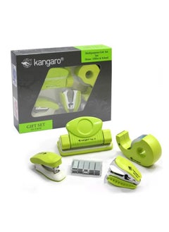 Kangaro 5-Piece Stapler and Punch With Accessories Set Green  - Image 1