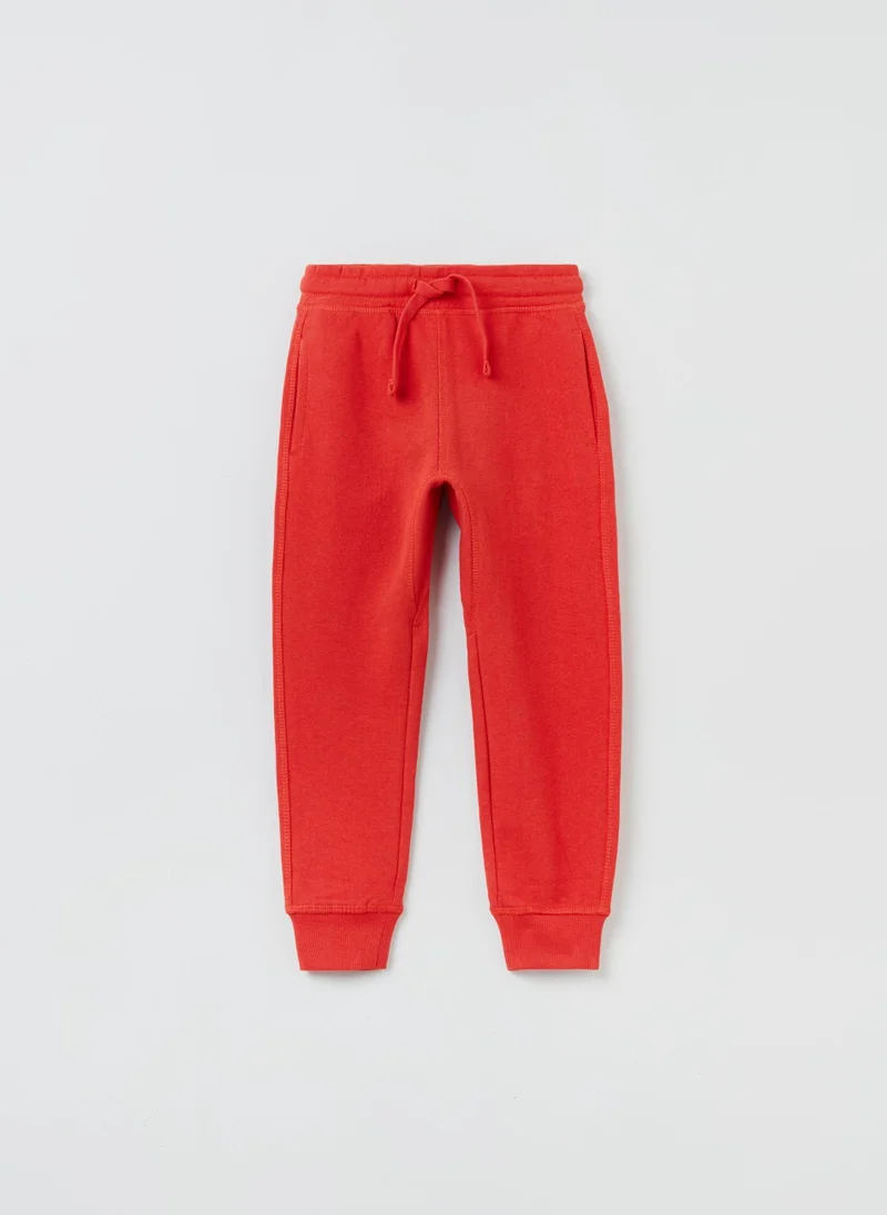 Ovs Ovs Boys Solid Colour Plush Joggers With Drawstring