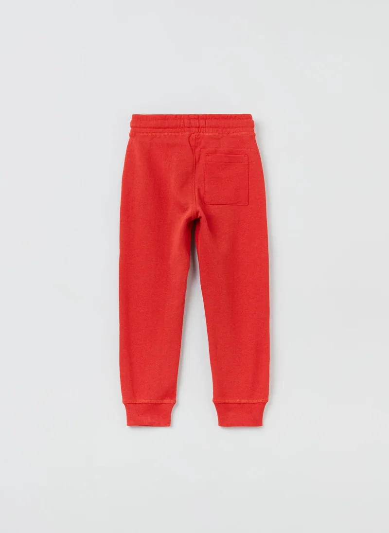 Ovs Ovs Boys Solid Colour Plush Joggers With Drawstring