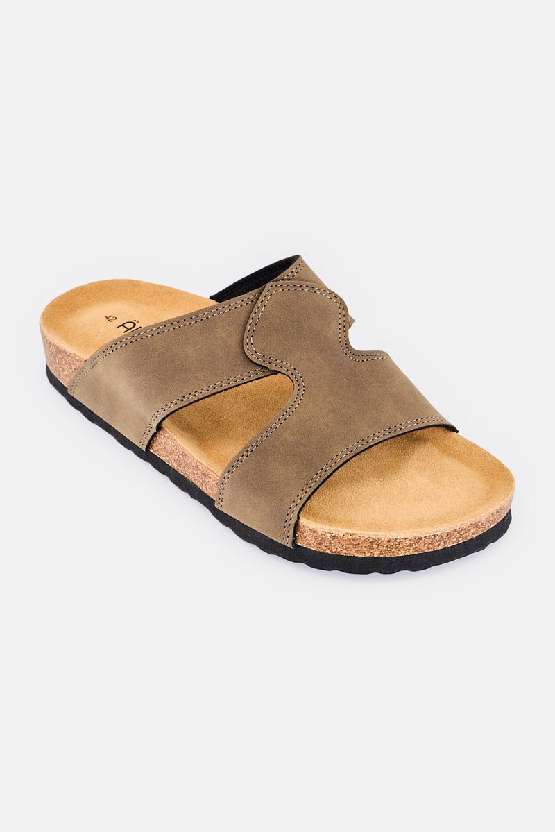 Algspar Men Slip On Cork Sandals, Brown - Image 1