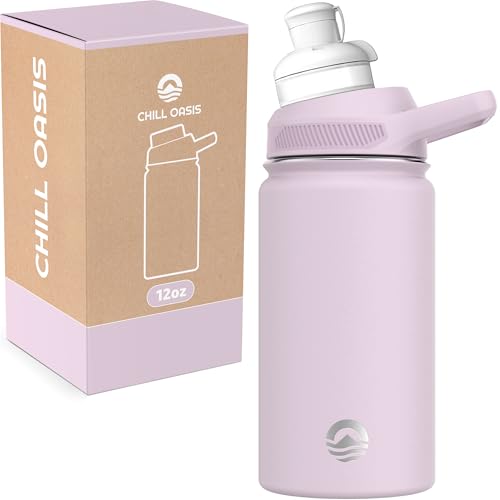 Chill Oasis Water Bottle Compatible With Popular Flavor Cartridges BPA Free Leak Proof DoubleWalled Vacuum Insulated Stainless Steel and Dishwasher Safe Cold for 24 Hours Lavender 12oz - Image 1