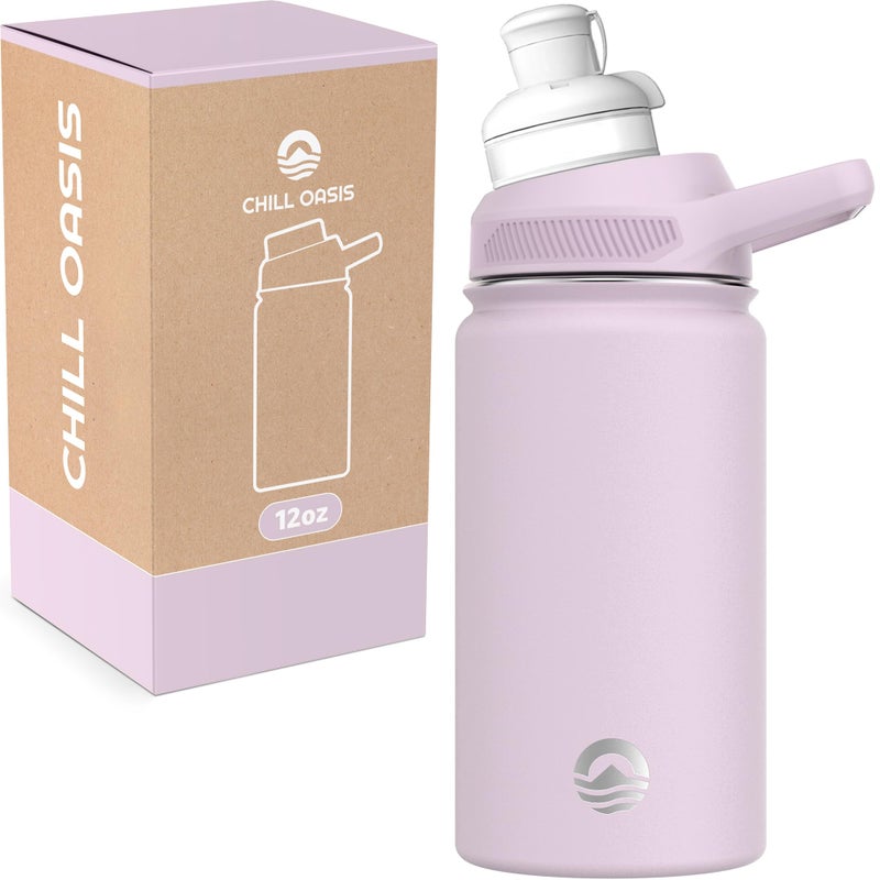 Chill Oasis Water Bottle Compatible With Popular Flavor Cartridges BPA Free Leak Proof DoubleWalled Vacuum Insulated Stainless Steel and Dishwasher Safe Cold for 24 Hours Lavender 12oz - Image 2