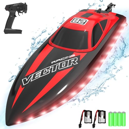 VOLANTEXRC RC Boat 20MPH Fast Remote Control Boat for Adults 24Ghz Toy Boat for Pools and Lake with 2 Rechargeable Batteries Toys Gifts for Adults Red - Image 1