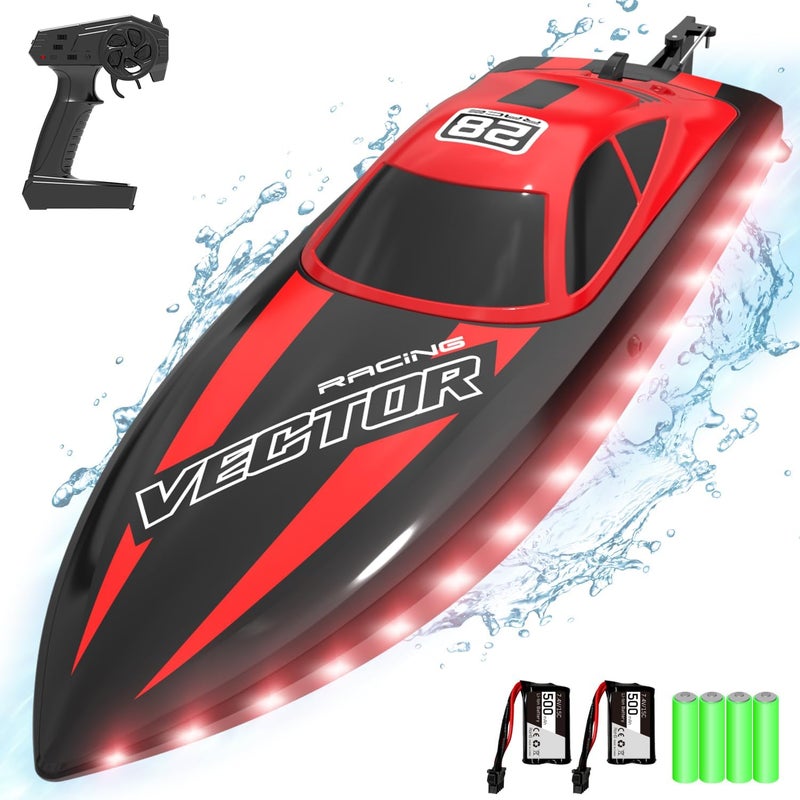 VOLANTEXRC RC Boat 20MPH Fast Remote Control Boat for Adults 24Ghz Toy Boat for Pools and Lake with 2 Rechargeable Batteries Toys Gifts for Adults Red - Image 3