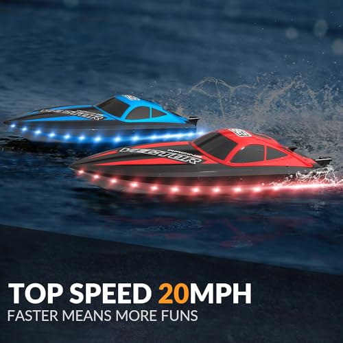 VOLANTEXRC RC Boat 20MPH Fast Remote Control Boat for Adults 24Ghz Toy Boat for Pools and Lake with 2 Rechargeable Batteries Toys Gifts for Adults Red - Image 5
