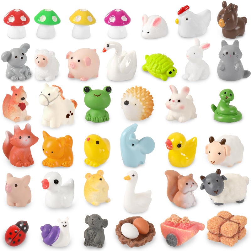 DTOFOOT 56 Pcs Mini Resin Animals Tiny Farm Animals Resin Ducks Cats Turtles Frogs Mini Animals Figures to Hide Mini for Fairy Garden Accessories House Decor Aquarium Ornaments - Image 2