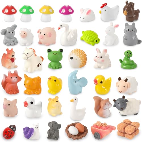 DTOFOOT 56 Pcs Mini Resin Animals Tiny Farm Animals Resin Ducks Cats Turtles Frogs Mini Animals Figures to Hide Mini for Fairy Garden Accessories House Decor Aquarium Ornaments - Image 1