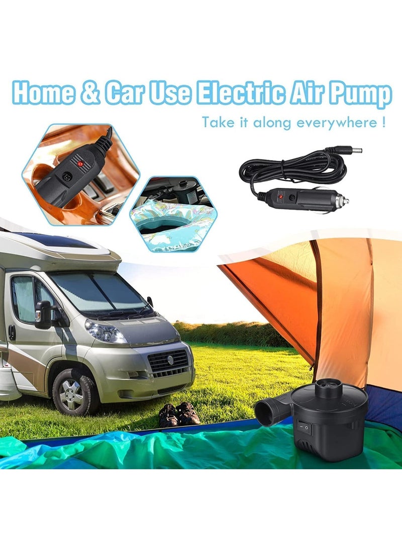 HOOKOR Electric Air Pump,Home/Car Use Airbed Pump,Quick Electric Air Pump with 3 Nozzles for Inflator/Deflator Pumps for Outdoor Camping, Inflatable Cushions, Air Mattress Beds, Boats,Raft,Pool - Image 3