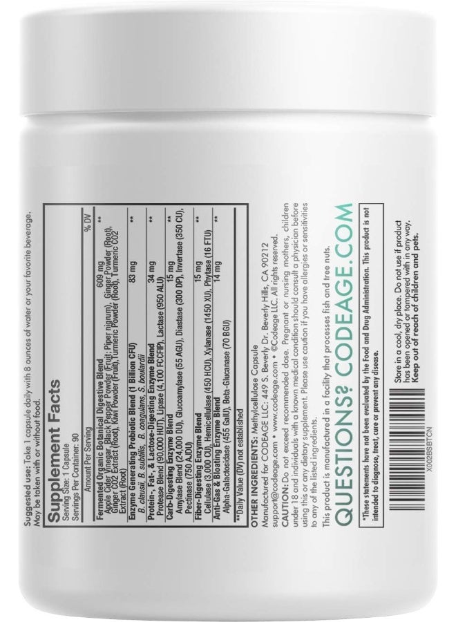 Codeage Digestive Enzymes Supplement, 3-Month Supply, Gut Health Probiotics Vegan, Non-Gmo, 90 Capsules - Image 5