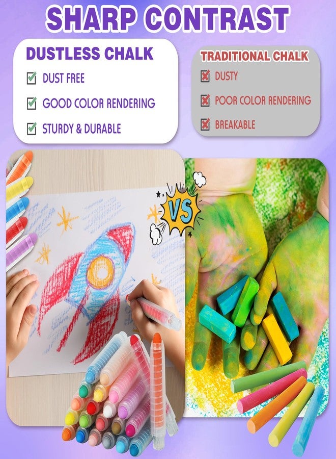 Zhenbuco Sidewalk Chalk for Kids - 24 PCS Colored Non-Toxic Twistable Easter Dustless Chalk with Holder, Dust-free Washable Toddler Chalk for Chalkboard Drawing Writing (Plastic Box-Packed) - Image 3