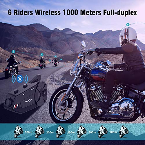 FreedConn Motorcycle Helmet Headset with Camera R1plus Bluetooth Intercom 1000M 6 Riders Waterproof Wireless FM Radio Communication Systems for Most Helmets - Image 3