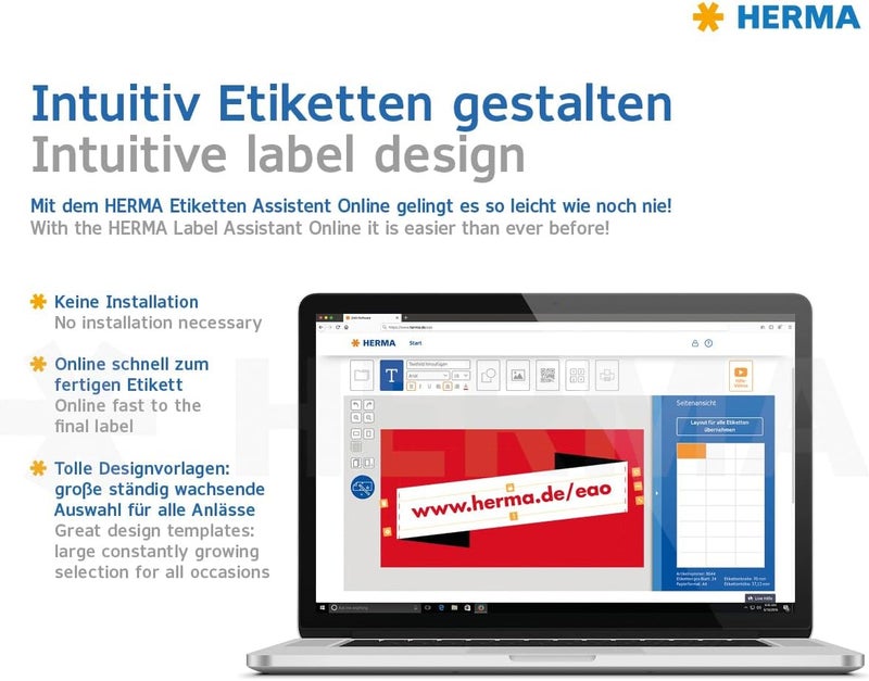 HERMA Self Adhesive Removable Labels, 18 Labels per A4 Sheet, 25 Sheets, 63.5 x 46.6 mm, 450 Labels, Blank Multipurpose Labels Stickers, Sticky Labels for Laser & Inkjet Printer, White Batch uniform stable quality - Image 5