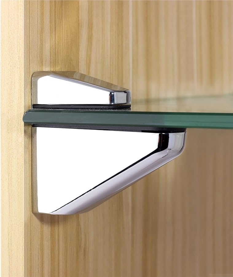 Silver Glass Clamp Bracket Adjustable Floating Shelf Support For Wood Book Closet 2pcs - Image 3