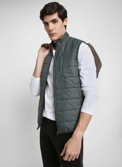 دينيس لينغو جاكيت رجالي بدون أكمام بياقة عالية وسحاب