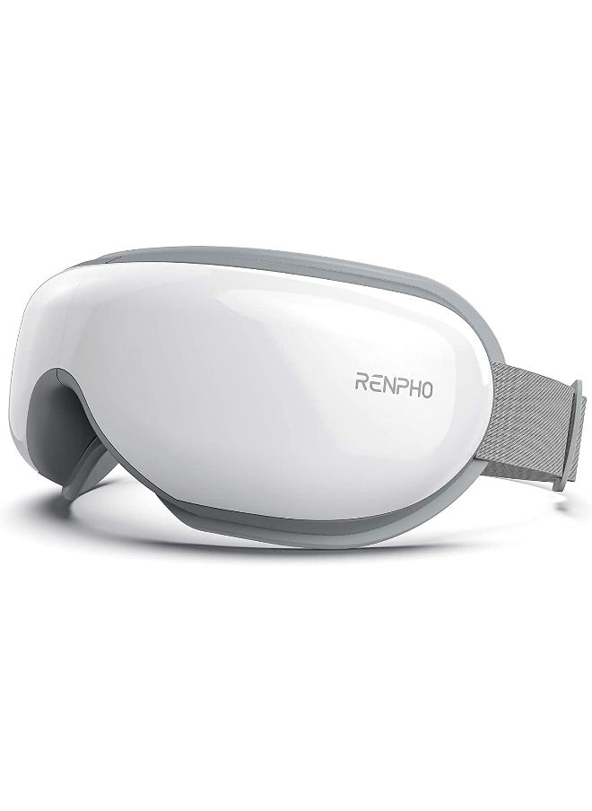 RENPHO - RENPHO Eye Massager with Heat, Bluetooth Music Rechargeable Eye Heat Massager for Relax and Reduce Eye Strain Dark Circles Eye Bags Dry Eye Improve Sleep, Ideal Family Gifts(White) - Image 1