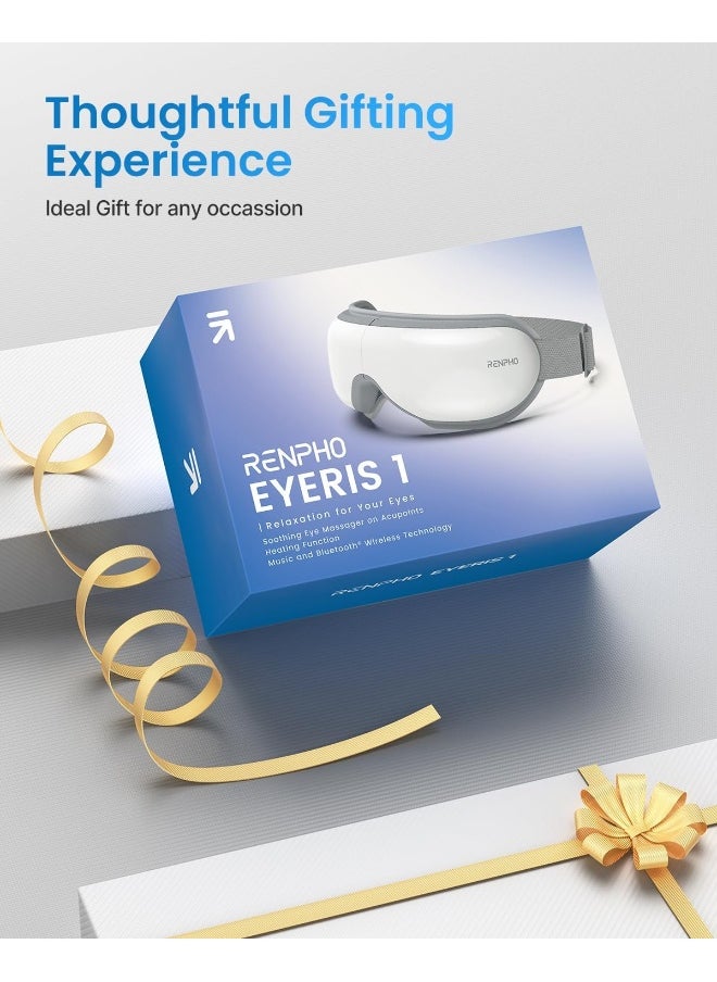 RENPHO - RENPHO Eye Massager with Heat, Bluetooth Music Rechargeable Eye Heat Massager for Relax and Reduce Eye Strain Dark Circles Eye Bags Dry Eye Improve Sleep, Ideal Family Gifts(White) - Image 1