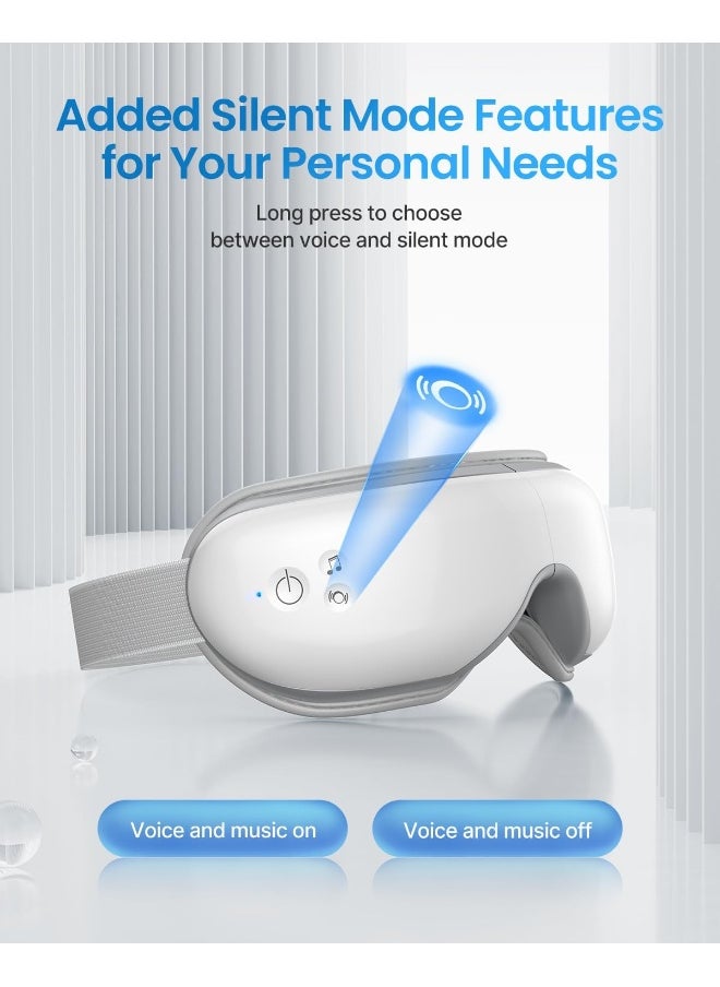 RENPHO - RENPHO Eye Massager with Heat, Bluetooth Music Rechargeable Eye Heat Massager for Relax and Reduce Eye Strain Dark Circles Eye Bags Dry Eye Improve Sleep, Ideal Family Gifts(White) - Image 1
