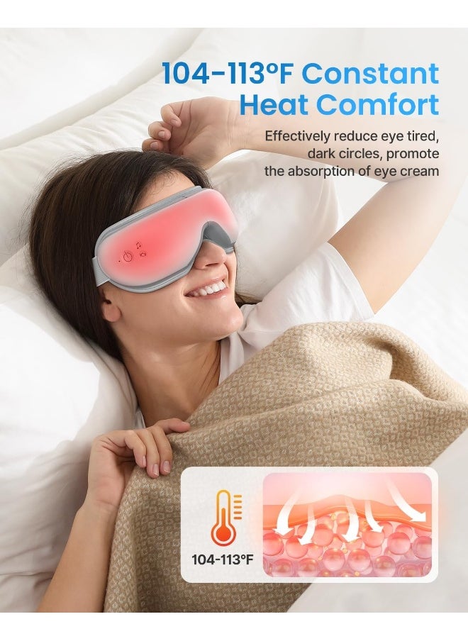 RENPHO - RENPHO Eye Massager with Heat, Bluetooth Music Rechargeable Eye Heat Massager for Relax and Reduce Eye Strain Dark Circles Eye Bags Dry Eye Improve Sleep, Ideal Family Gifts(White) - Image 1