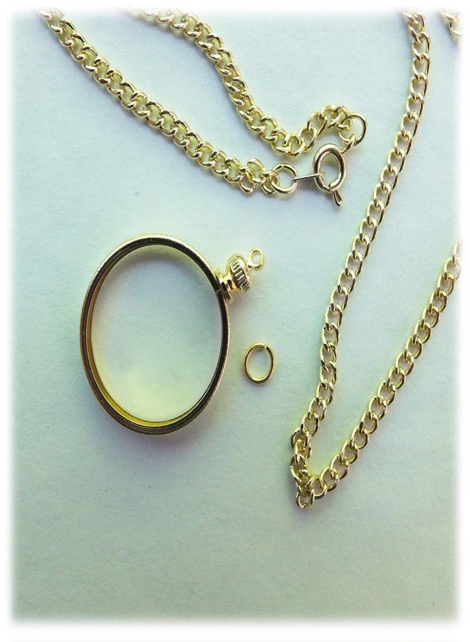 BeadExplosion Coin Holder Bezel Quarter USA 25 Cent Gold Plated Link Necklace 24" Chain Kit Parts - Image 2
