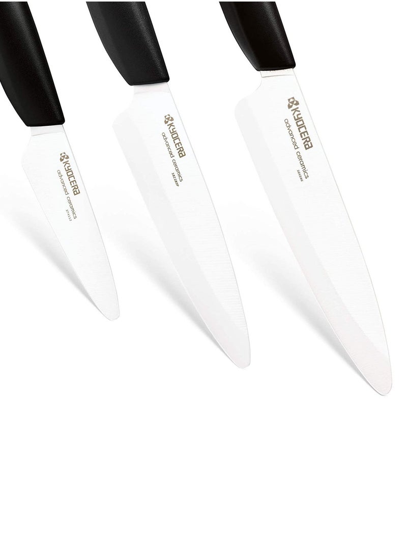 Kyocera Advanced Ceramics - Kyocera White Ceramic Chefs Serrated Paring Knife 3 Piece Knife Set for Kitchen - Image 1