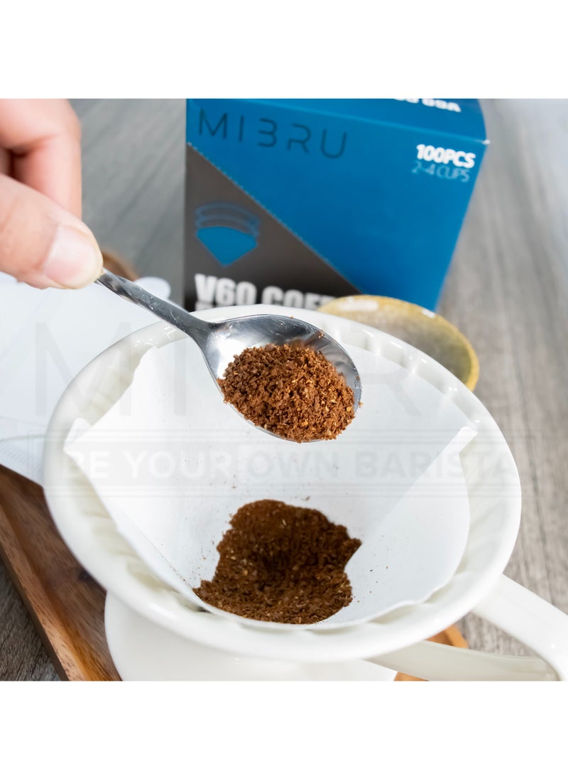 ميبرو - فلاتر قهوة v60 عدد 100 فلتر مقاس 02 حجم كبير ابيض - Image 1