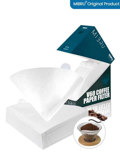 100 Piece Coffee Paper Filter V60 Size 02 White