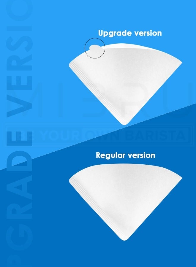 ميبرو فلاتر قهوة v60 عدد 100 فلتر مقاس 02 حجم كبير ابيض - Image 5