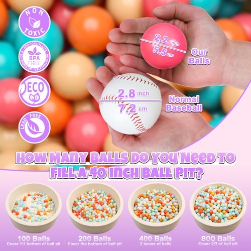 GOGOSO Ball Pit Balls for Toddler Baby Plastic Playballs Kids Soft Pastel Pelotas NonToxic BPAFreeCream PinkOrangeGreen100 Balls - Image 5