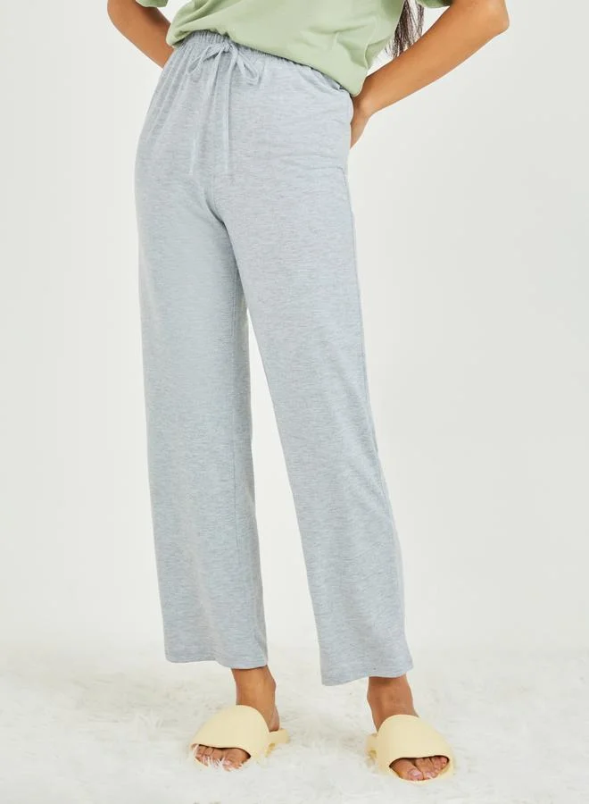 Styli Solid Pocket Detail T-Shirt and Pyjama Set