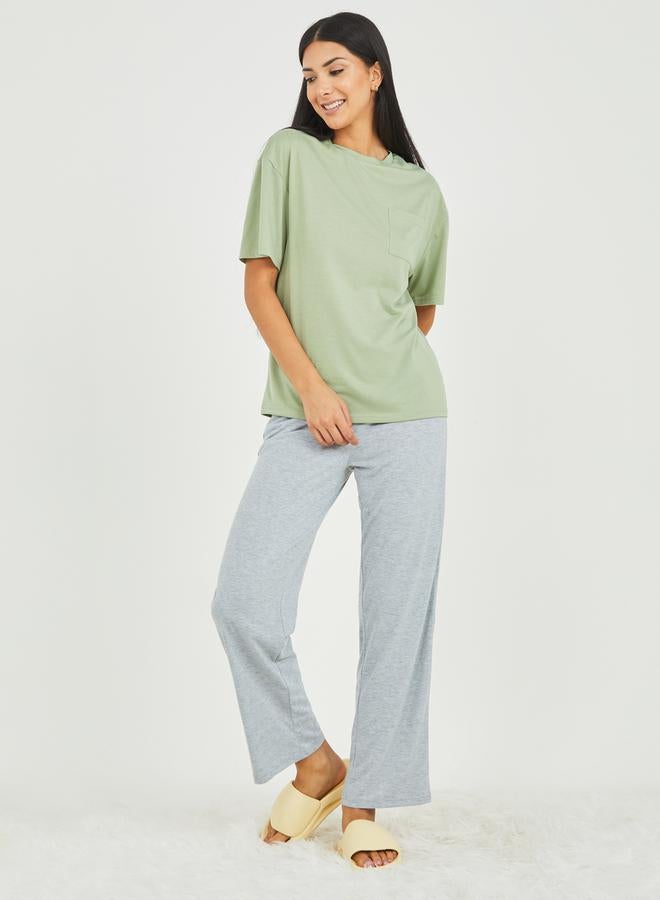 ستايلي طقم بيجاما من ( تيشيرت + بنطال ) - Image 1