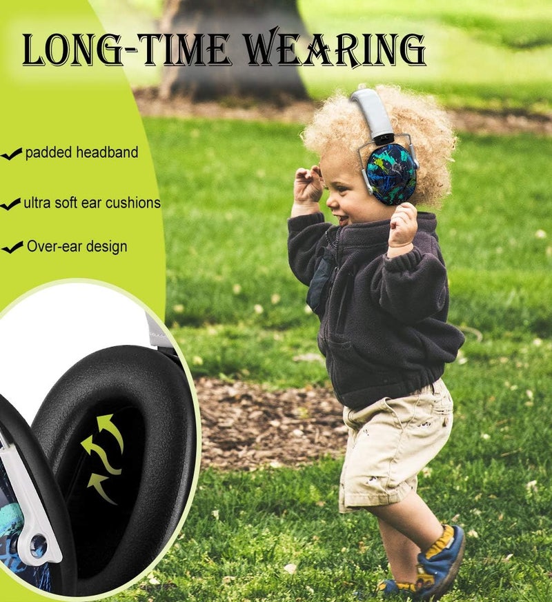 PROHEAR 032 Kids Ear Protection Safety Ear Muffs, NRR 25dB Noise Reduction Childrens Earmuffs, Adjustable Headband Hearing Protectors for Sports Events, Concerts, Racing, Airports - Graffiti Pattern - Image 5