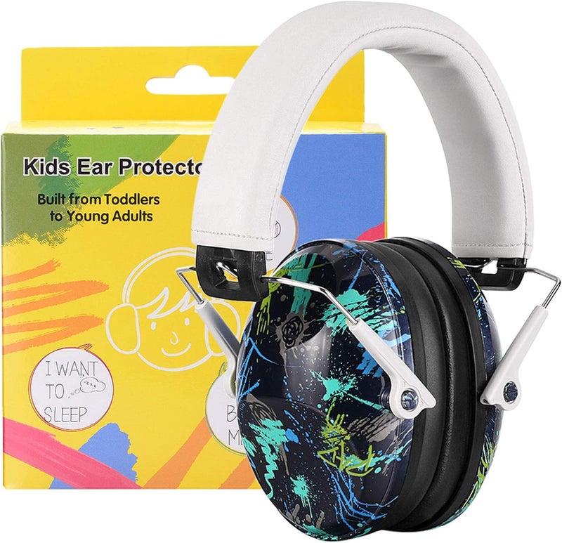 PROHEAR 032 Kids Ear Protection Safety Ear Muffs, NRR 25dB Noise Reduction Childrens Earmuffs, Adjustable Headband Hearing Protectors for Sports Events, Concerts, Racing, Airports - Graffiti Pattern - Image 1