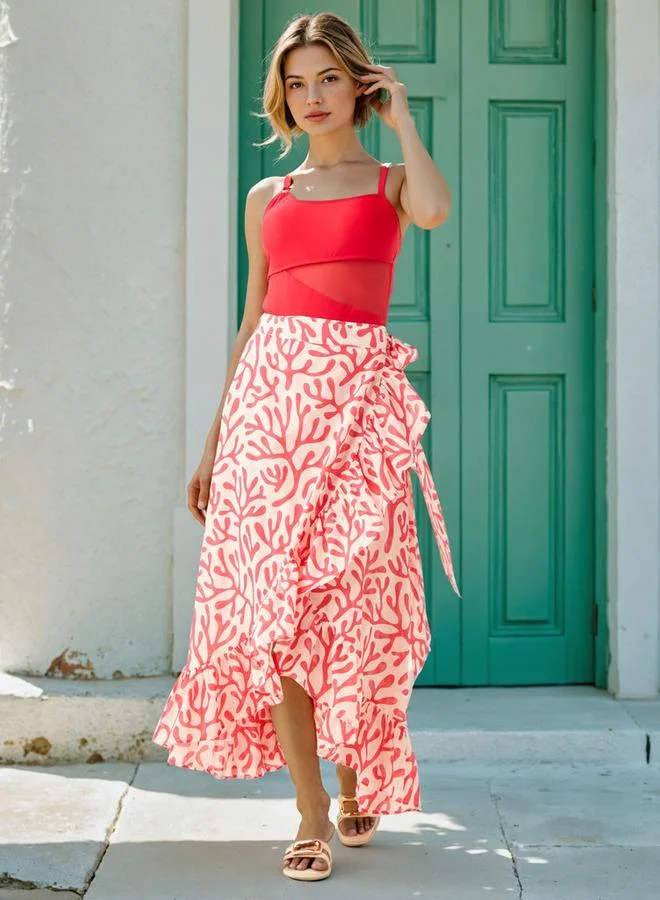 سبلاش فيڤ Printed Sarong with Ruffle Detail