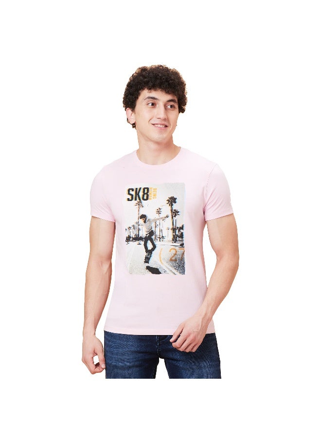 Being Human Mens Powder Pink Round Neck Short Sleeve T-Shirt - Image 1