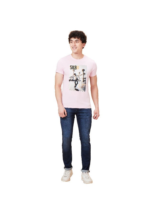 Being Human Mens Powder Pink Round Neck Short Sleeve T-Shirt - Image 2