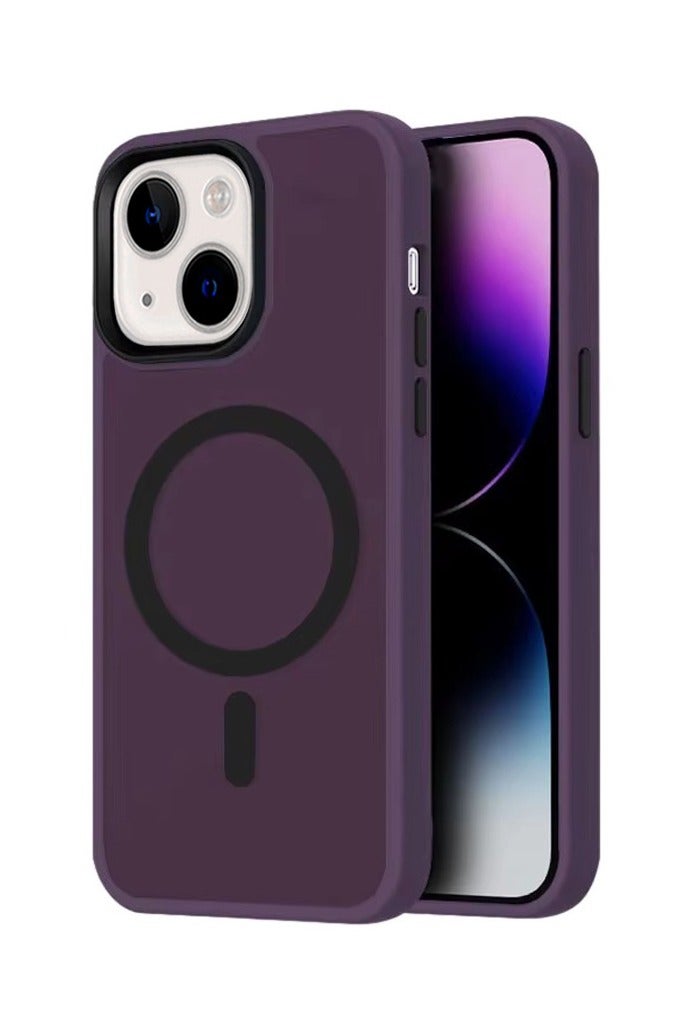 Premium Shockproof MagSafe Case for iPhone 13 Pro Max with raised Camera Frame – Stylish Matte Magnetic Mobile Cover for Men, Women & Youth – Anti-Fingerprint, Camera Protection, Drop Resistant (Purple)