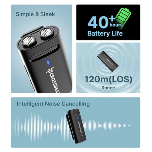 CrossBeats Clip Wireless Mic for YouTube Video Recording| Vlog Collar Lavalier Lapel Type C Microphone for Youtubers with Noise Cancellation for iOS and Android| Bluetooth Mic Mike (Gray, M01) - Image 4