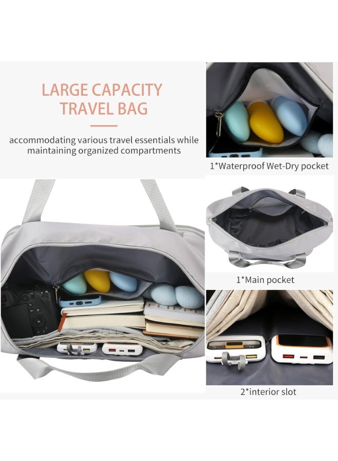 Rolling Duffle Bag, Expandable Foldable Carry On Luggage with Wheels, Large Weekend Bag (Gery) - Image 4